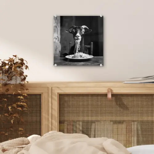 Geit - Bord - Spaghetti - Zwart Wit plexiglas 5mm klein -sfeer4