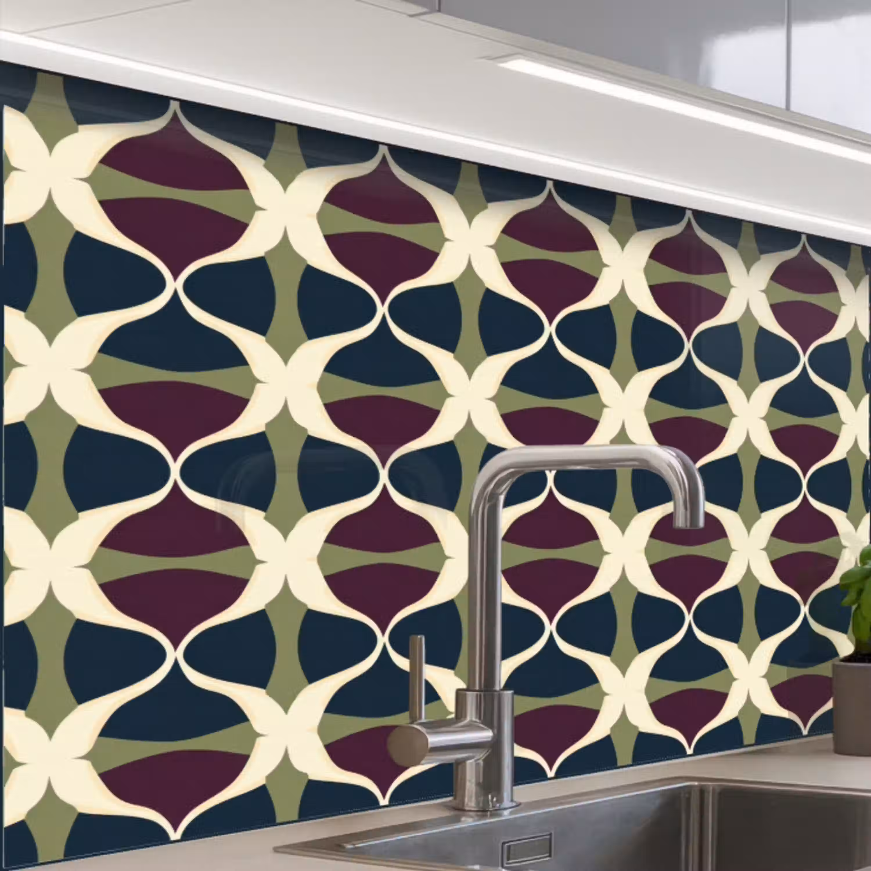 Abstract - Retro - Kleurrijk keuken achterwand 2 middel 865 -zzzz3d_schuin