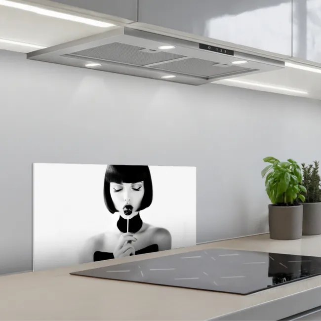 Vrouw - Lolly - Zwart - Wit keuken achterwand spatscherm klein -3d_schuin