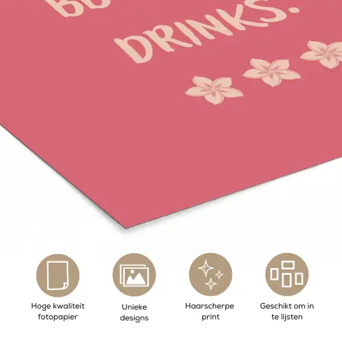 BBQ - Quote - Roze - Zomer poster papier klein -closeup_NL