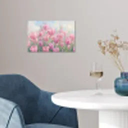 Tulpen - Veld - Lente - Roze poster papier klein -sfeer3