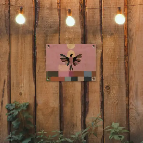 Illustratie - Vogel - Vlakken - Kleurrijk tuinposter los doek klein -sfeer1