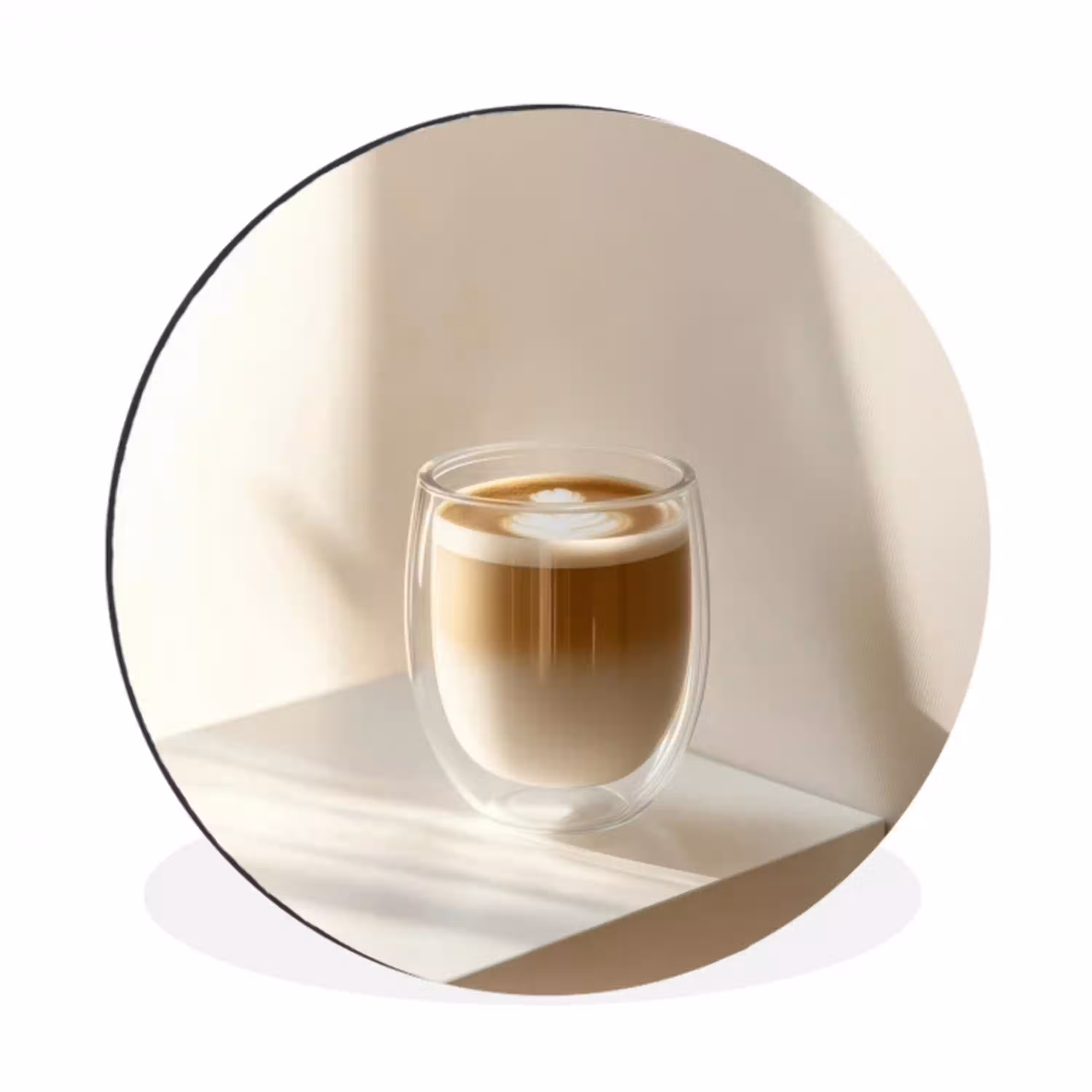 Mok - Latte - Minimalistisch - Schaduw Wandcirkel aluminium klein -3d