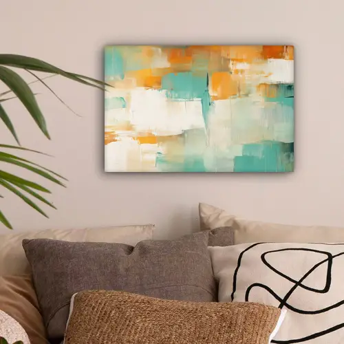 Kunst - Abstract - Blauw - Wit canvas 2cm klein -sfeer1
