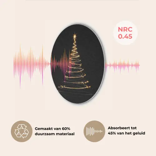 Magisch - Kerstboom - Lichtspiralen - Zwart Akoestische PET Vilt - Rond klein -USP_NL