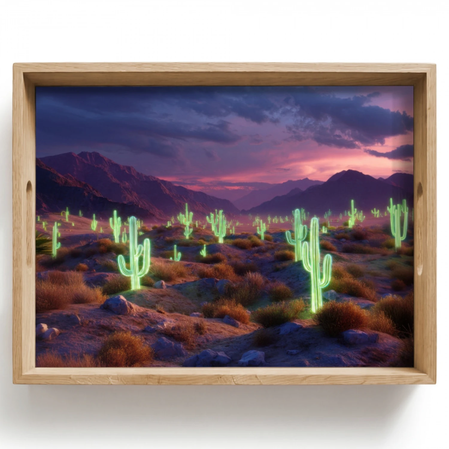 Neon cactussen - Woestijn - Zonsondergang Dienblad Rechthoek middel -z3d_shopping