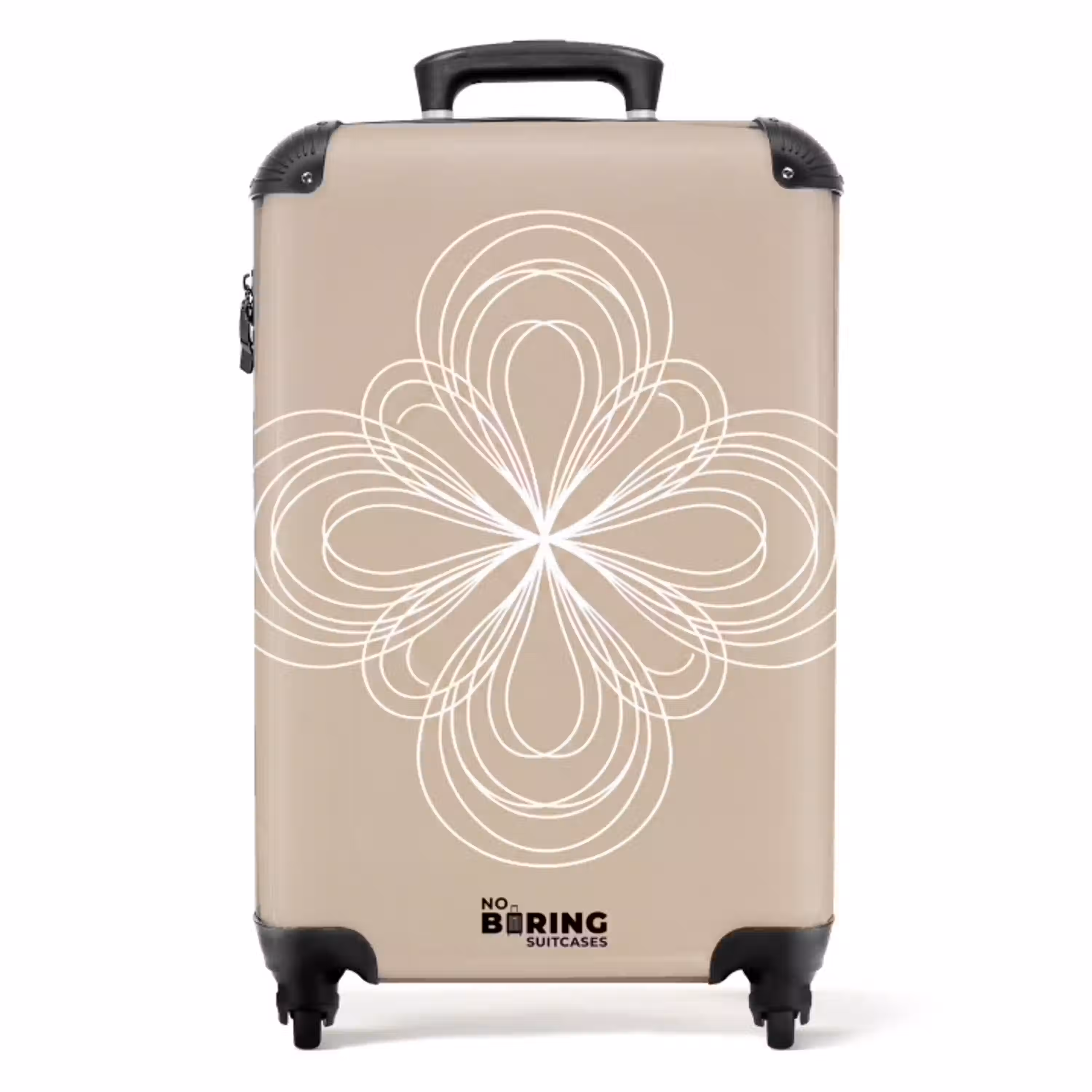 Patroon - Lijnen - Abstract - Minimalistisch - Beige NBS - Handbagage koffer - Volwassenen Unisex middel -productfoto_recht