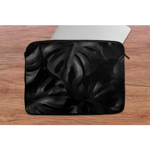 Zwart - Monstera - Bladeren laptophoes neopreen klein -tafel