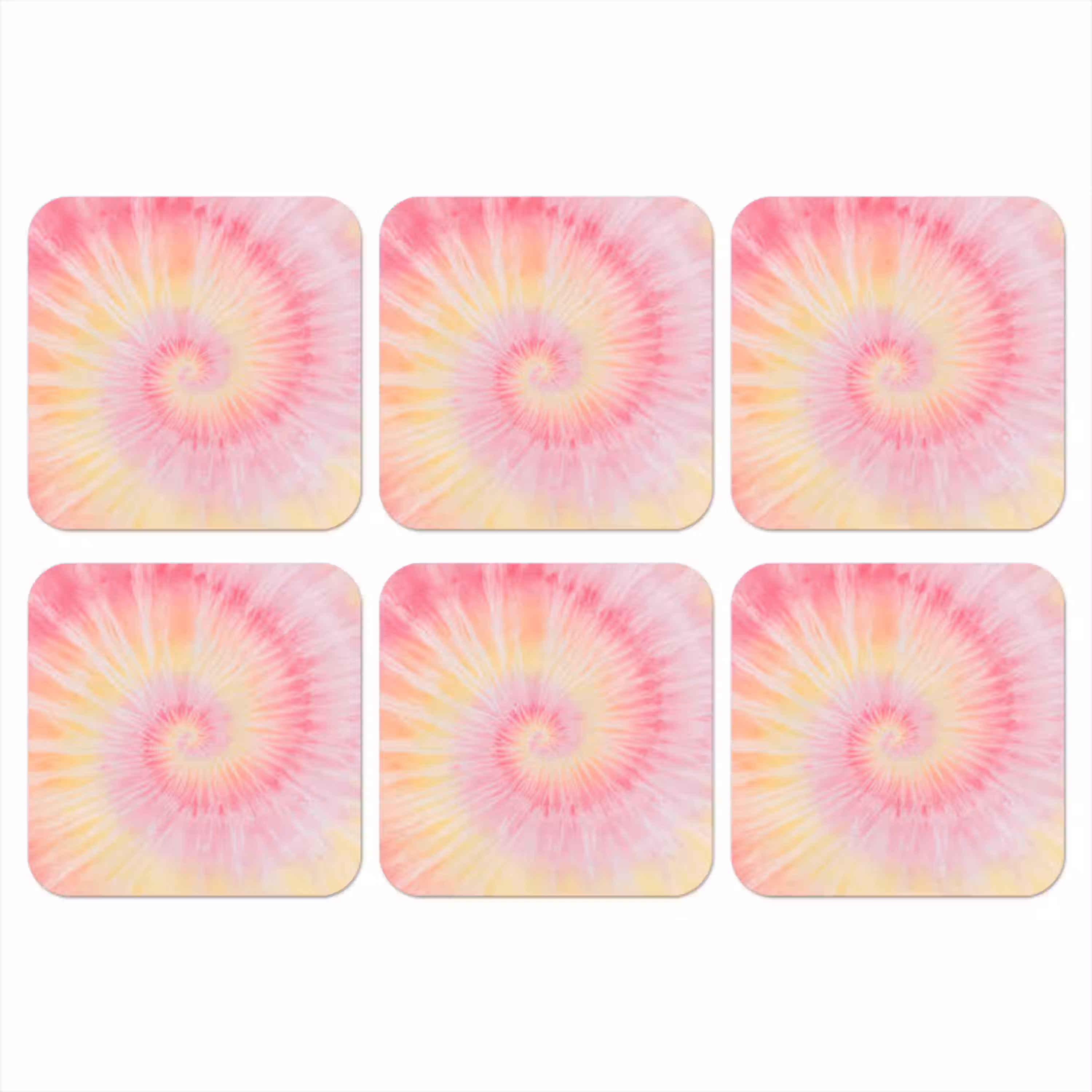 Patroon - Tie Dye - Pasteltinten - Roze onderzetter kurk middel -3d