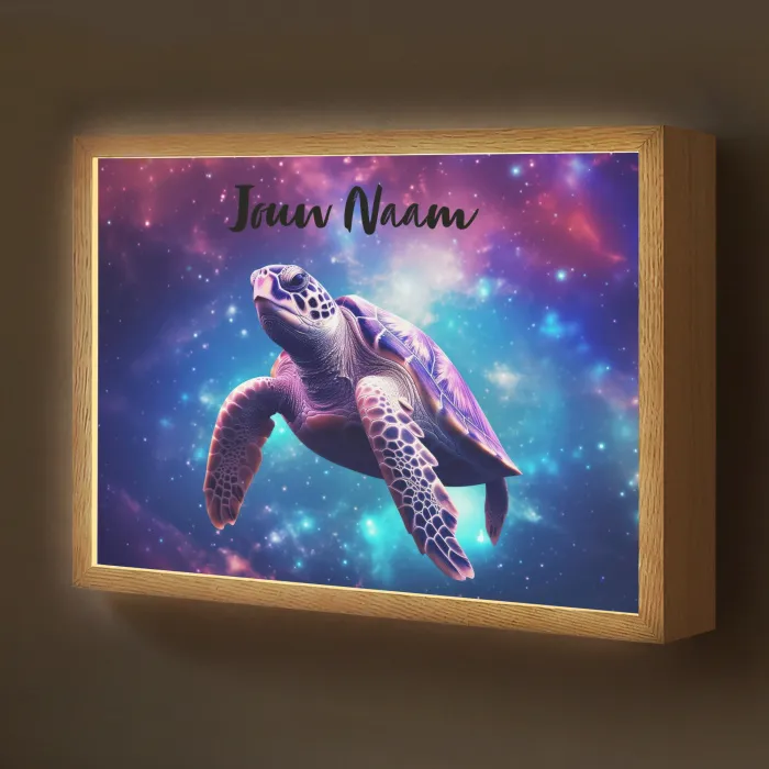 Schildpad - Dier - Galaxy - Ruimte Light Box met batterij (Wandlamp kind) middel -z3d_website
