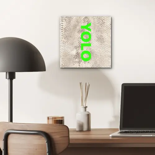 YOLO - Groen - Neon - Slangenprnt aluminium wit klein -sfeer5
