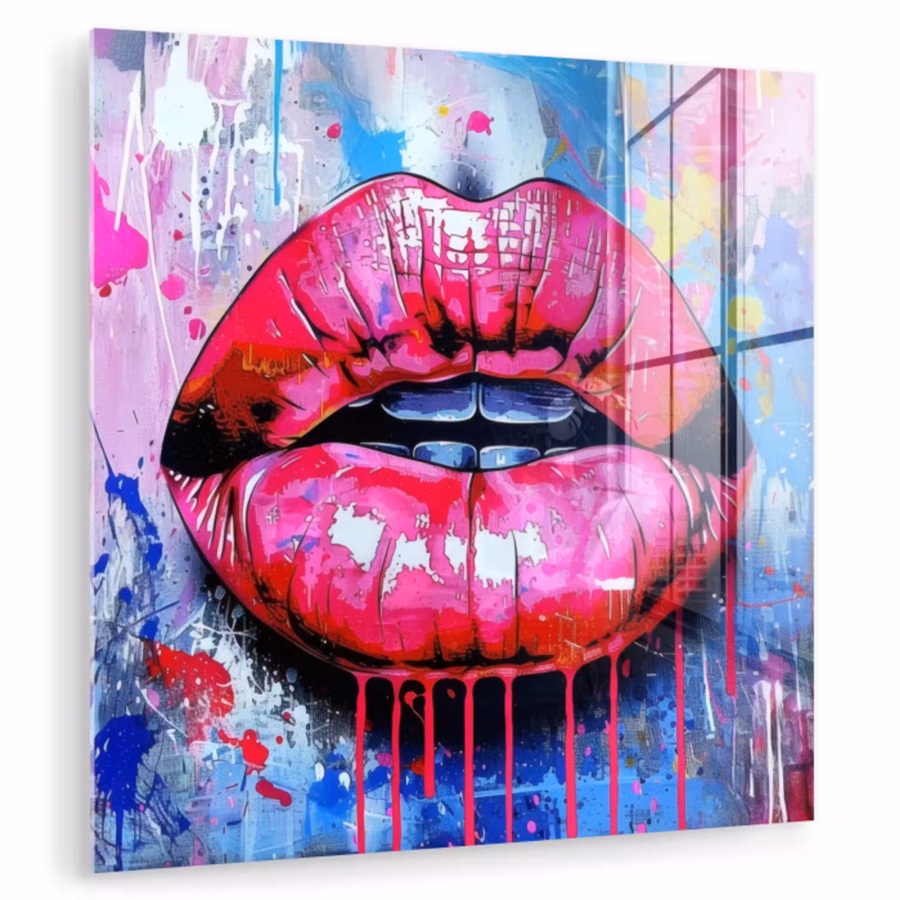 Graffiti - Lippen - Felroze - Geschilderd plexiglas 5mm klein -zzzproduct_nieuw
