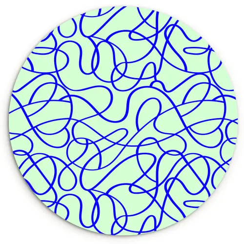Mint - Blauw - Lijnen - Abstract Wandcirkel plexiglas klein 852 -3d