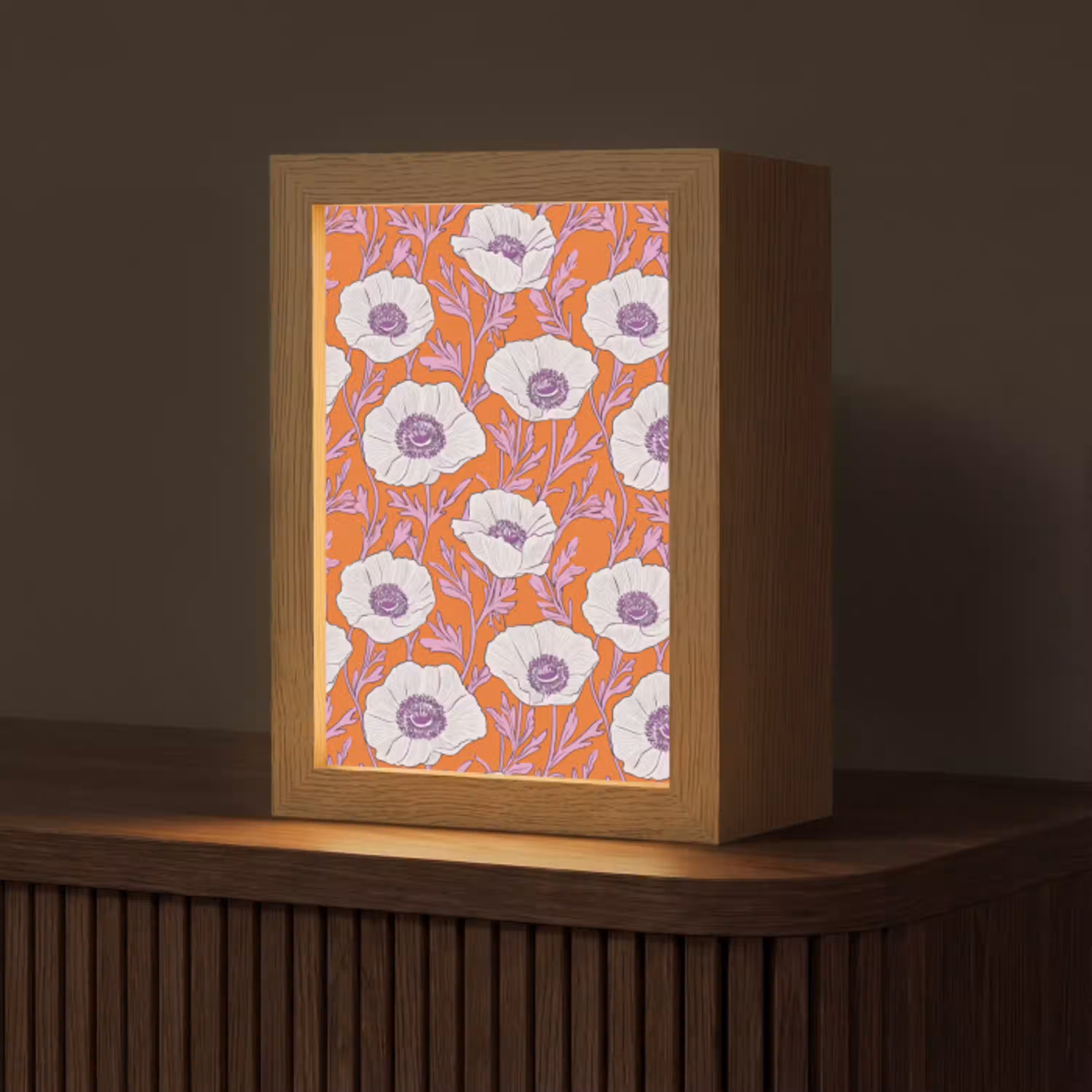 Bloemen - Grafisch - Oranje Light Box met kabel (Tafellamp) klein 925 -z3d_website