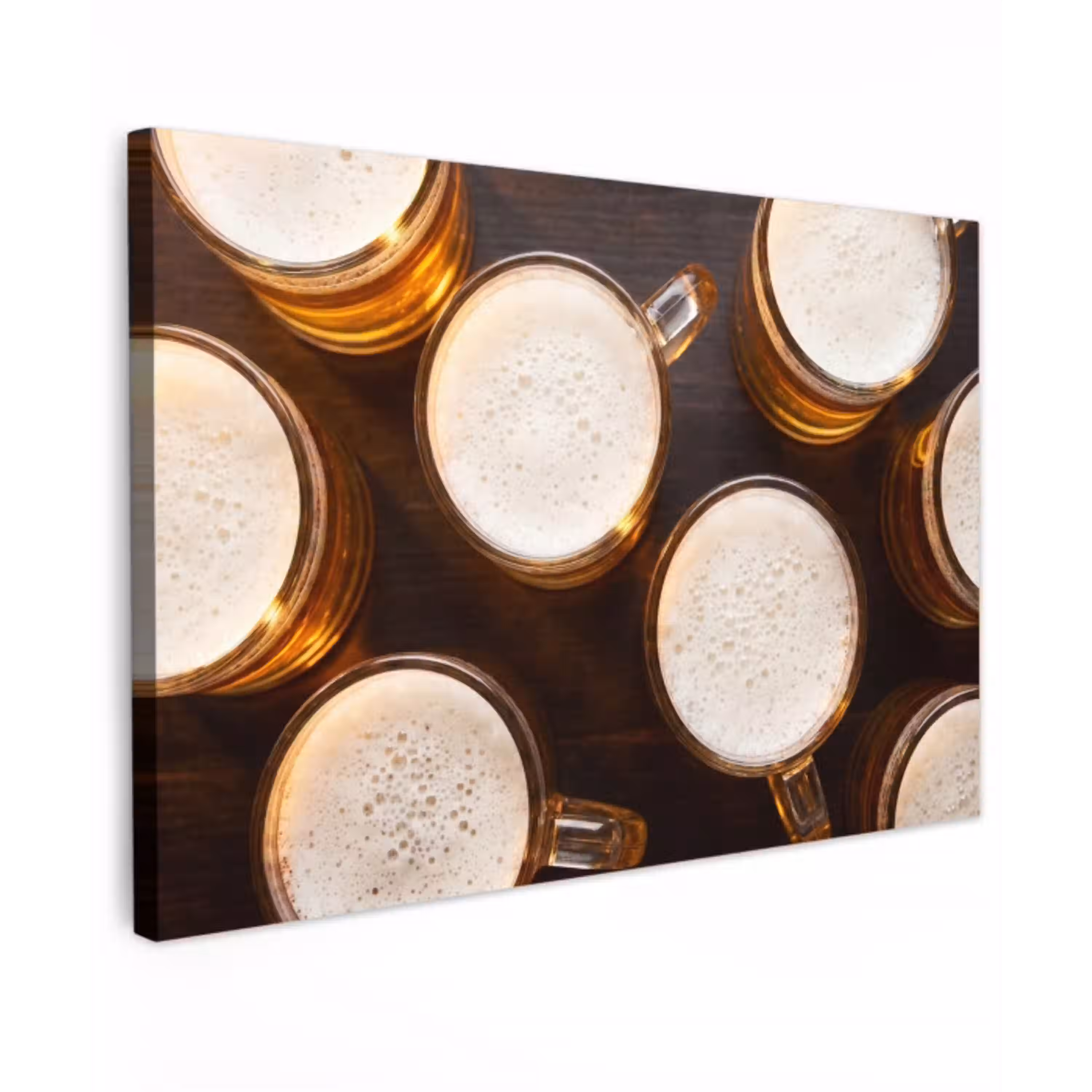 Bier - Glazen - Schuim - Hout - Drank canvas 2cm klein -z3d