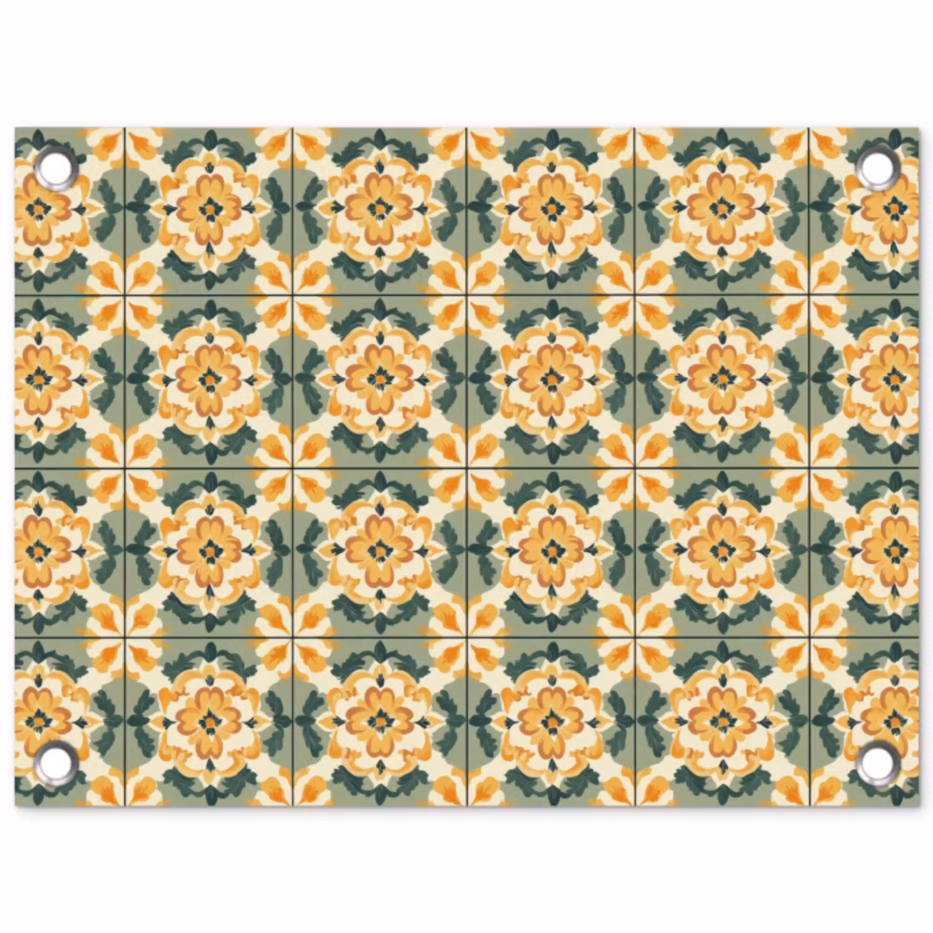 Keramiek - Verweerd - Kleurrijk tuinposter los doek klein 239 -3d