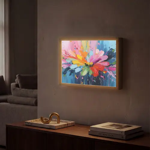 Kleuruitbarsting - Expressieve sfeer - Bloem Light Box met batterij (Wandlamp) middel -sfeer1