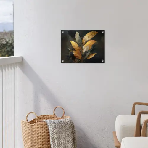 Gouden Bladcompositie – Botanische Luxe tuinposter los doek klein -sfeer8