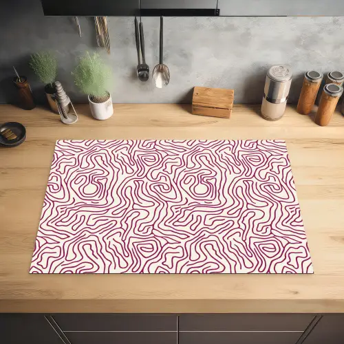Kronkelende lijn - Magenta - Crème Inductie beschermer vinyl 3mm klein 276 -sfeer5