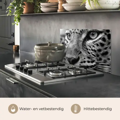 Luipaard - Zwart - Wit - Oog keuken achterwand spatscherm klein -usp_NL