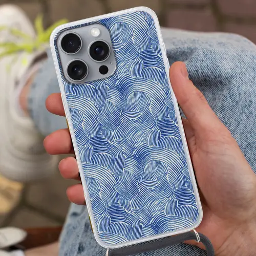 Modern - Abstract - Blauw Hoesje iPhone 16 Pro Max met koord klein 804 -sfeer3