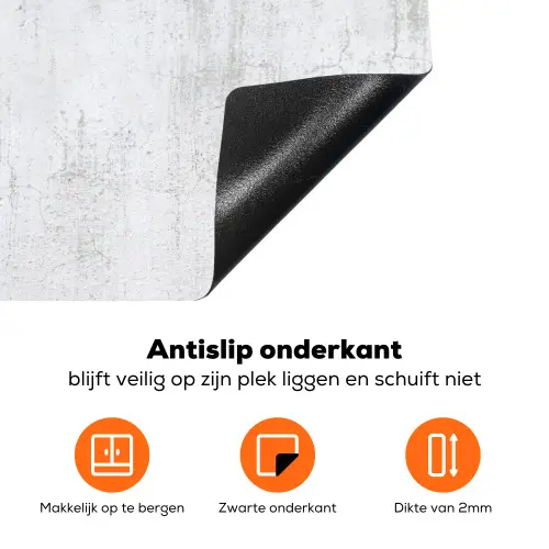 Muur -  Geverfd - Wit - Onafgewerkt Inductie beschermer vinyl 3mm klein 276 -zzzzzzz-td-onderkant