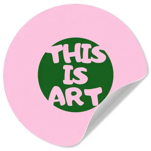 This is art - Tekst - Cirkel - Groen Wandcirkel behangsticker klein -3d