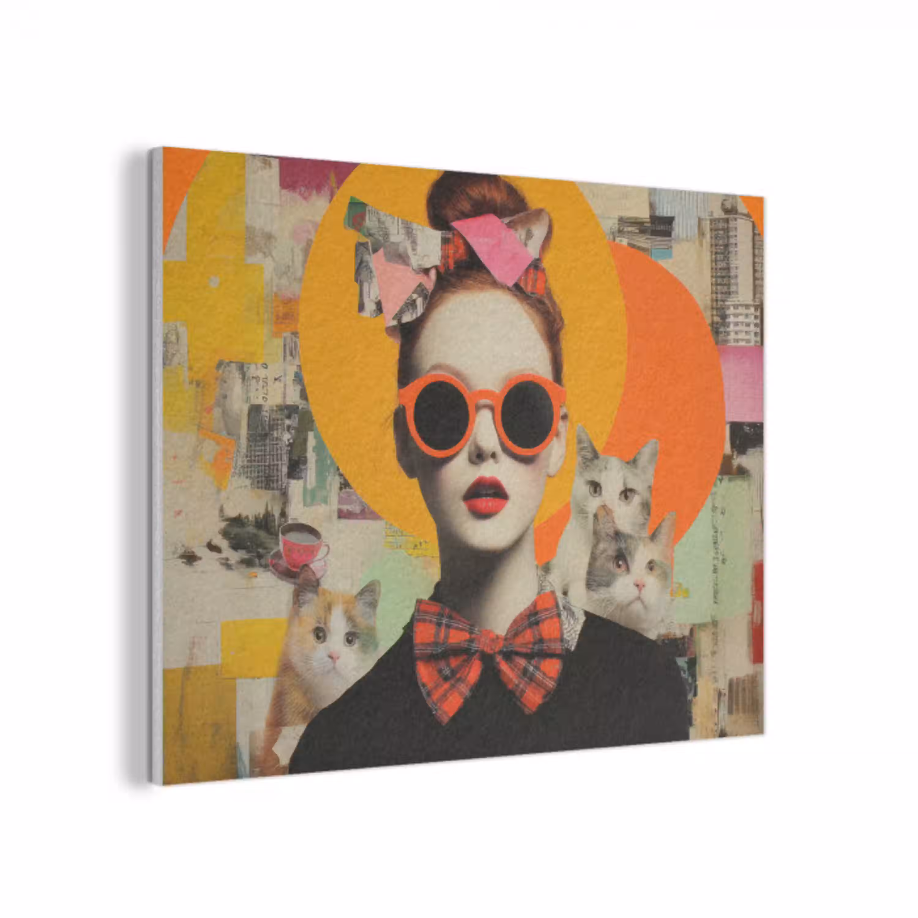 Vrouw - Bril - Strik - Retro PET vilt klein -3d