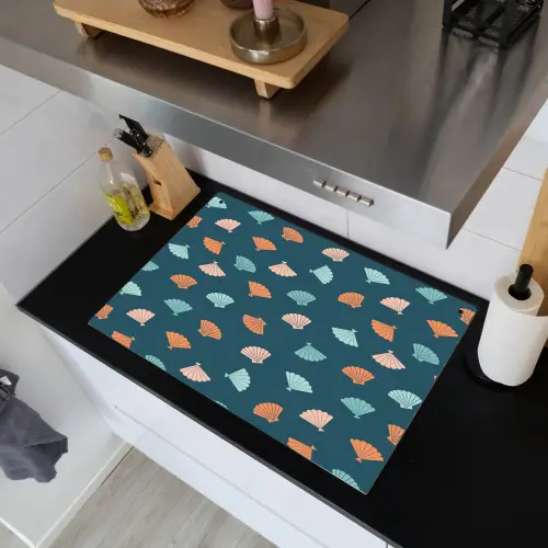 Zee - Dieren - Donkerblauw - Schelpen Inductie beschemer met haakjes klein 777 -sfeer1