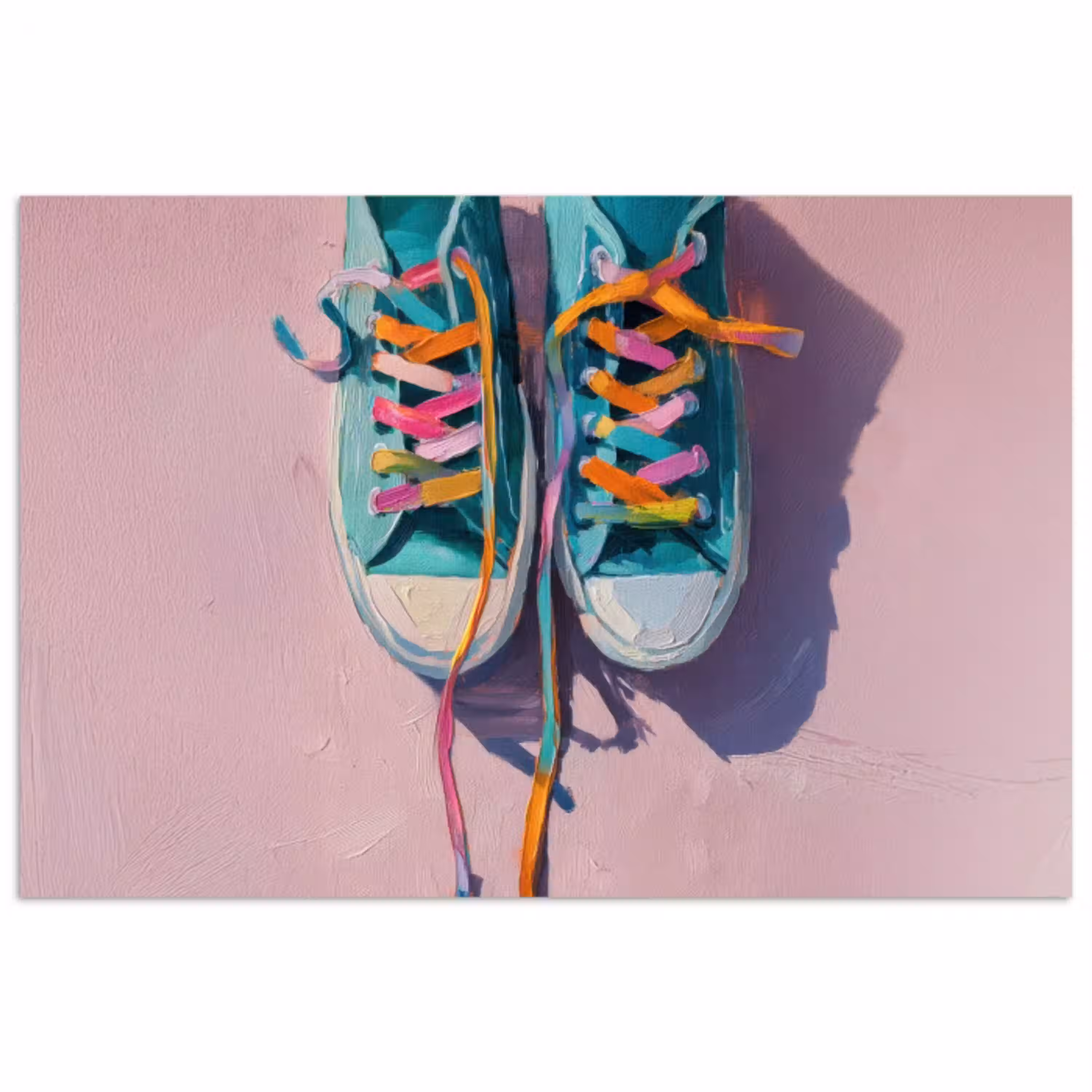 Sneakers - Veters - Kleurrijk - Schaduw poster papier klein -3d