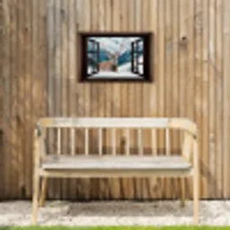 Hert - Landschap - Winter - Natuur - Dieren - Doorkijk - Bergen Tuinposter op houten frame 2 cm dik klein -sfeer4