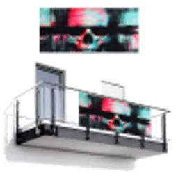 Schedels - Glitch - Cyberpunk Balkonbeschermer Duitsland klein -3d