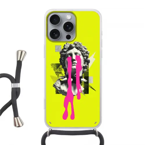 Buste - Verf - Geel Hoesje iPhone 16 Pro Max met koord klein -3d