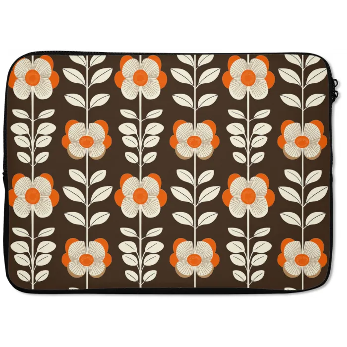 Bloemen - Retro - Bruin laptophoes neopreen klein 279 -zkaufland3dotto