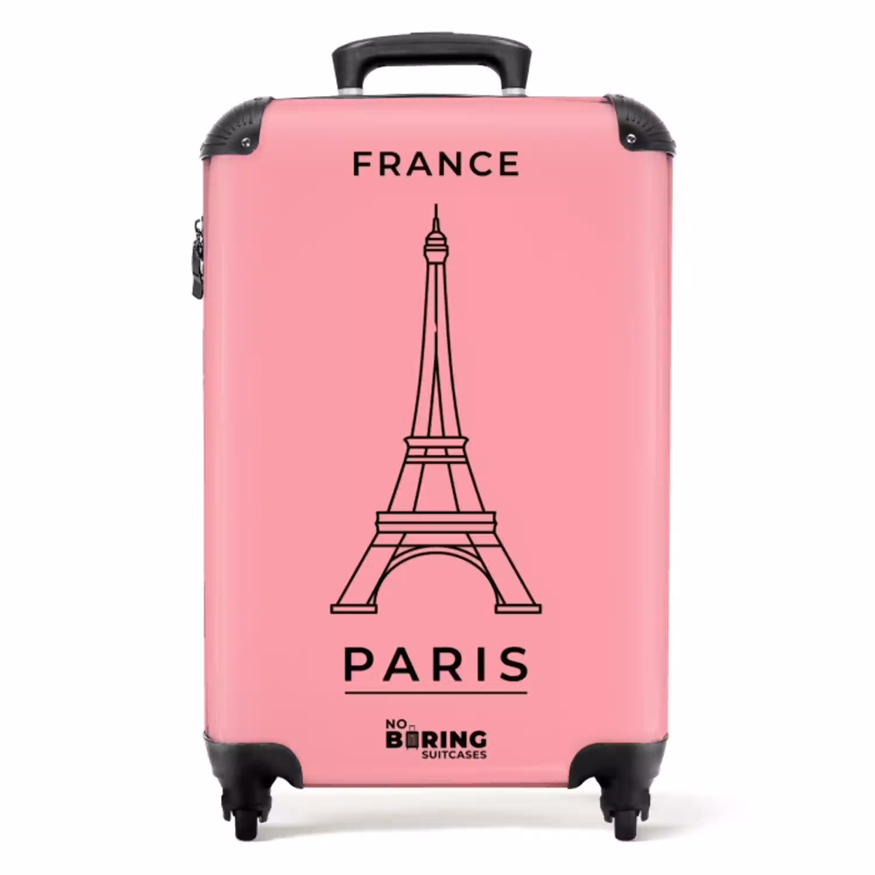 Eiffeltoren - Parijs - Architectuur - Minimalistisch - Roze NBS - Handbagage koffer - Volwassenen Unisex middel -productfoto_recht