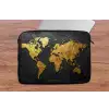 Wereldkaart - Goud - Steen laptophoes neopreen klein -tafel