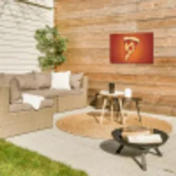 Pizza - Kaas - Rood - Pepperoni Tuinposter op houten frame 2 cm dik klein -sfeer2