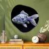 Porselein - Goudvis - Delfts - Blauw Wandcirkel Organisch Aluminium middel -sfeer2