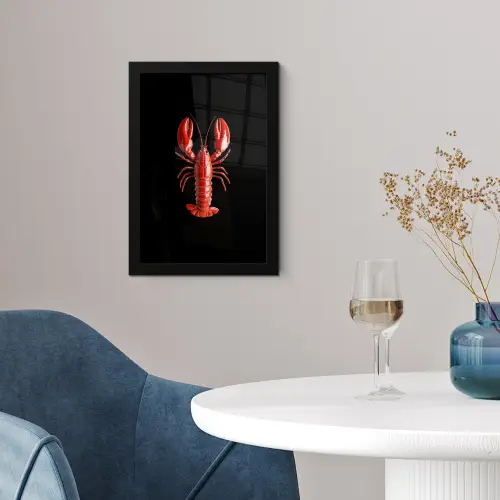 Kreeft - Glossier Rood - Zwart fotolijst zwart zonder passe partout klein -sfeer4