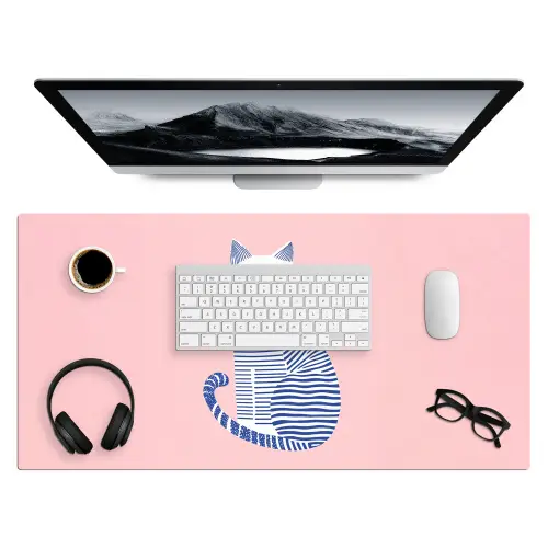 Kat - Illustratie - Minimalistisch - Roze Muismat XXL klein -3d