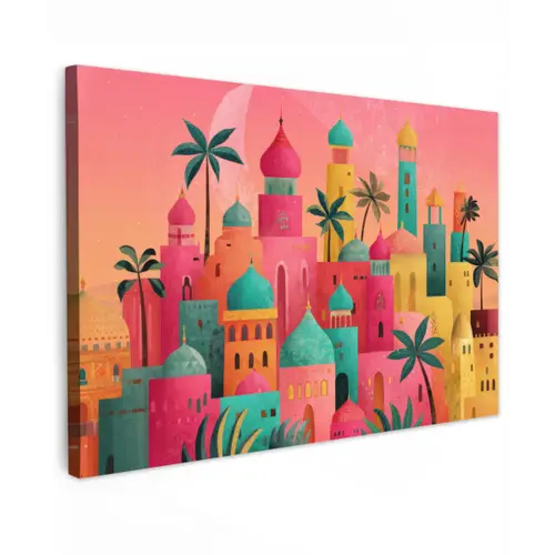 Kleurrijk - Palmbomen - Opkomende zon canvas 2cm klein -z3d