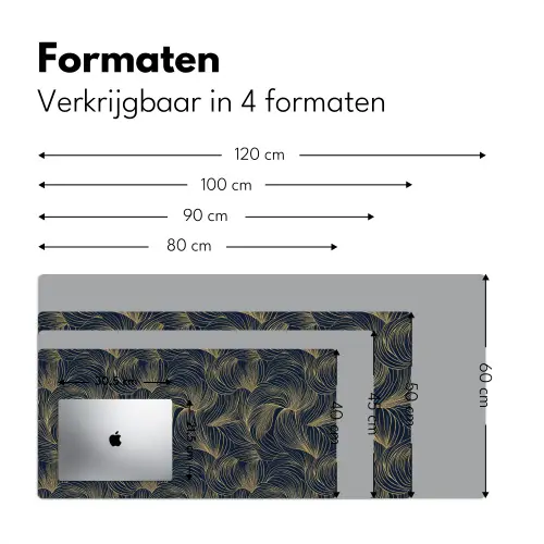 Abstract - Lijnen - Blauw - Goud Muismat XXL klein 681 -sfeer5