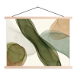 Abstract - Vormen - Modern - Kunst - Groen - Bruin textielposter latten blank klein -3d