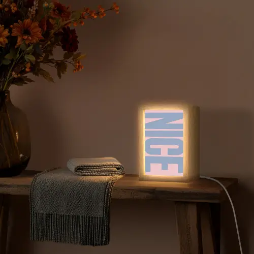 Nice - Paars - Roze Light Box met kabel (Tafellamp) klein -sfeer4