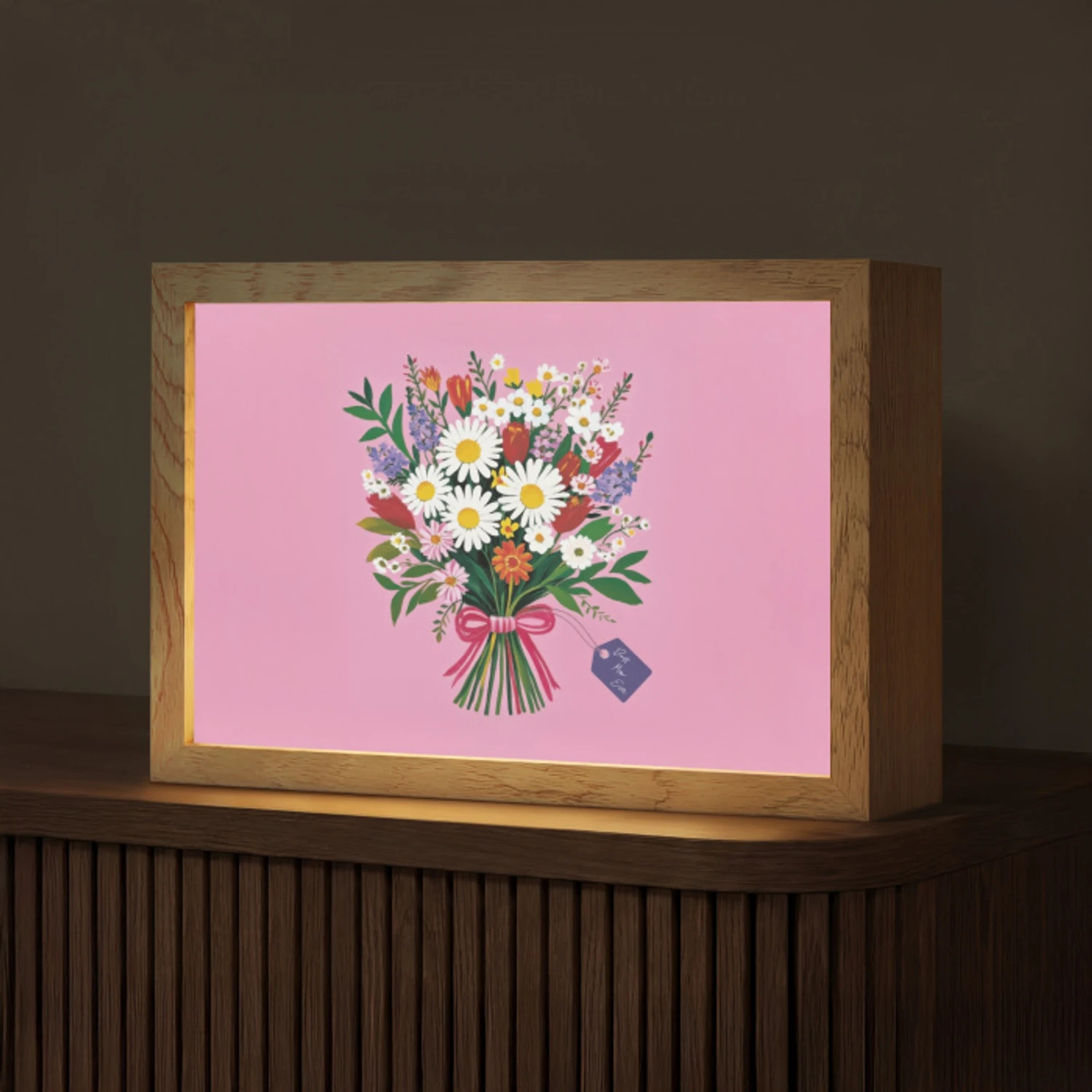 Bloemen - Quote - Kaartje - Kleurrijk Light Box met kabel (Tafellamp) klein -z3d_website