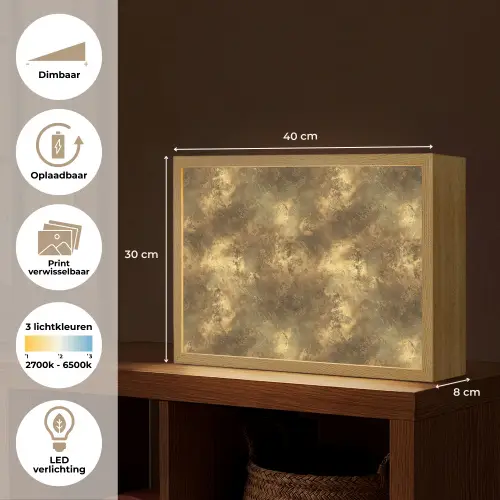 Antiek - Metaallook - Goud Light Box met batterij (Wandlamp) middel 907 -USP_websiteoverzichtNL