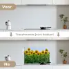 Zonnebloemen - Geel - Natuur keuken achterwand spatscherm klein -voor_na_NL