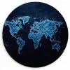 Wereldkaart - Waterstructuur - Blauw Wandcirkel kunststof plaat 5mm dik klein -3d