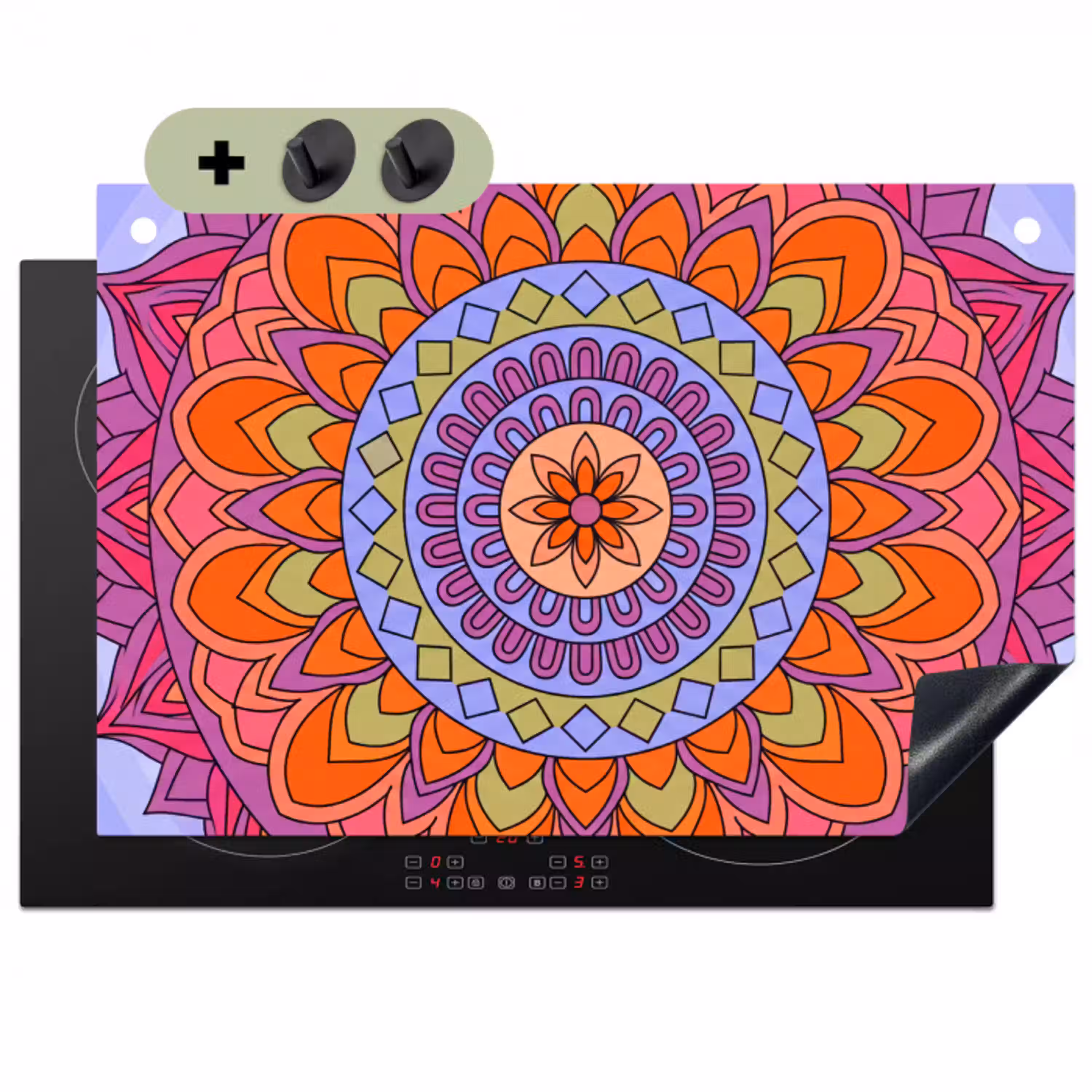 Mandala - Cirkel - Abstract - Kleurrijk - Patroon Inductie beschemer met haakjes klein -3d