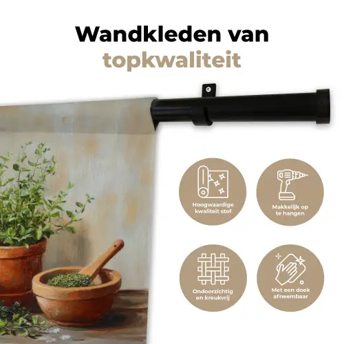 Potten - Kruiden - Hout Wandkleed katoen klein -sfeer2